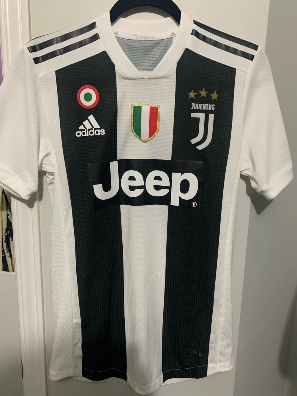 adidas Juventus Men’s Black & White Striped Soccer Jersey 2018